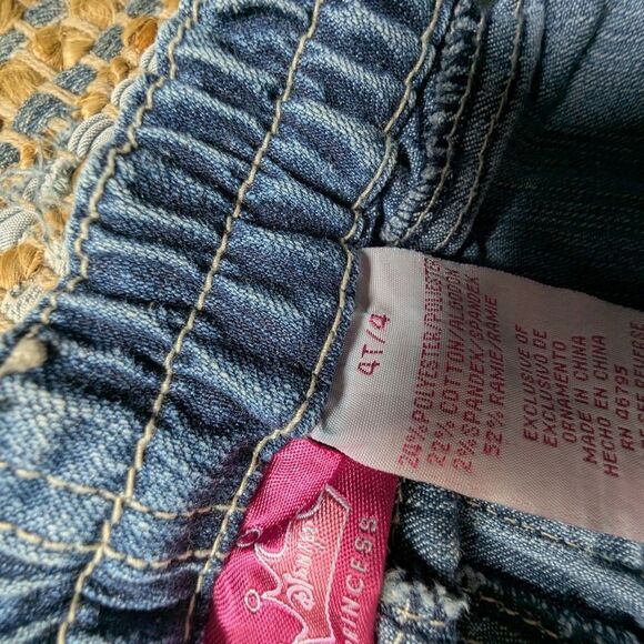 Vtg Y2K Disney Princess Jeans Girls 4T Ramie Blend Pink Plaid Trim Embroidered H - Picture 4 of 8